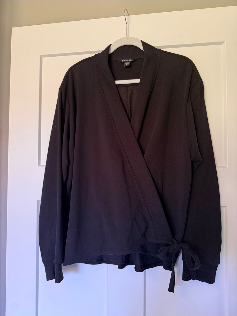 Athleta Black Wrap-Front Top with Tie Waist